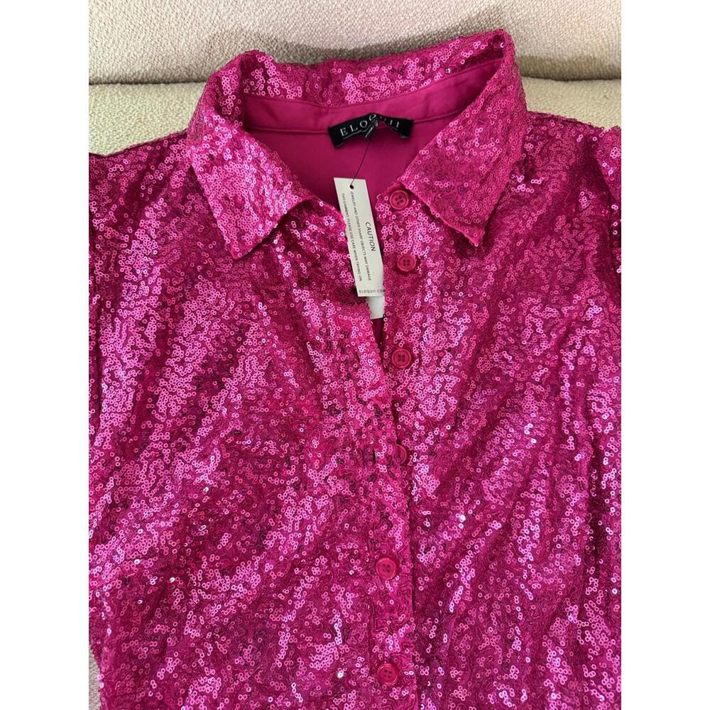 Eloquii Hot Pink Sequin Jumpsuit - Picture 2 of 8